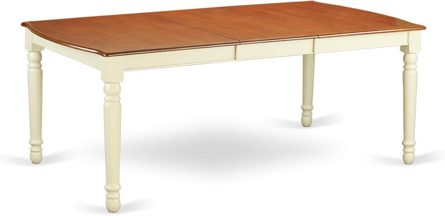 East West Furniture DOKE9-WHI-W Dover 9 Piece Room Furniture Set Includes a Rectangle Wooden Table with Butterfly Leaf and 8 Kitchen Dining Chairs, 42x78 Inch, Buttermilk & Cherry