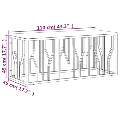Coffee Table Silver Stainless Steel and Solid Wood Acacia,Modern Coffee Table for Living Room Sturdy and Stylish Acacia Wood Table with Stainless Steel Frame Accent Coffee Tables for Home & Kitchen