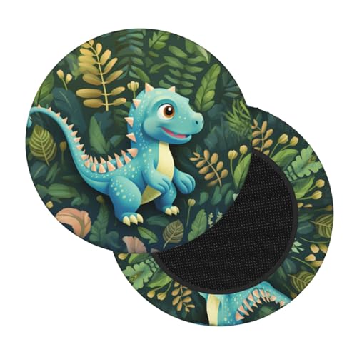 Cute Dinosaur Print Round Bar Chair Cushion Cover Suitable for Kitchen, Bar, Office, and Dining Chairs, 12 inch