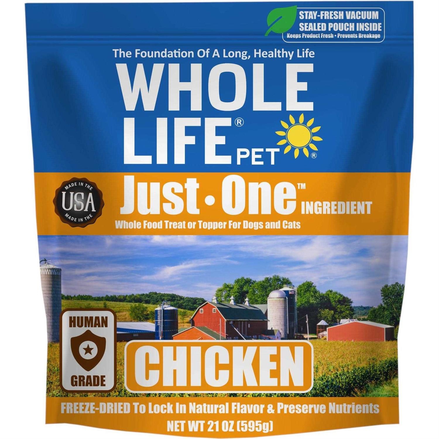Whole Life Pet Just One Ingredient Freeze-Dried Chicken Dog Treats - Pet Supplies online store