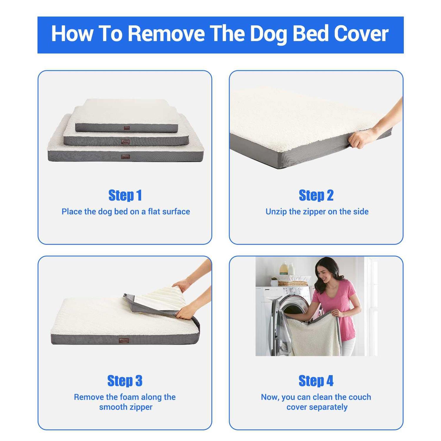 OhGeni Orthopedic Dog Beds for Large Dogs,Dog Bed with Plush Egg Foam Support and Non-Slip Bottom, Waterproof and Machine Washable Removable Pet Bed - Pet Supplies online store