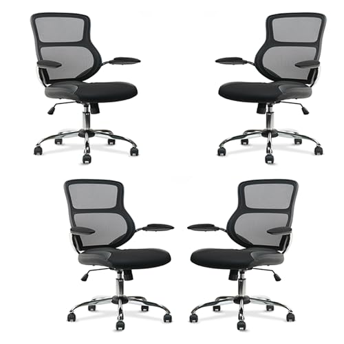 CLATINA Office Computer Desk Chair，Ergonomic High Back Mesh Rolling Work Swivel Task Chairs with Wheels and Arms for Home Bedroom Study Dorm Student Adults (Black) Set of 2