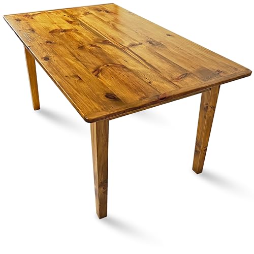 Amish Rustic Farmhouse Rectangular Wooden 72 Inch Dining Table for 6, Reclaimed Pine Solid Wood Dining Table (6 Foot, Light Natural)