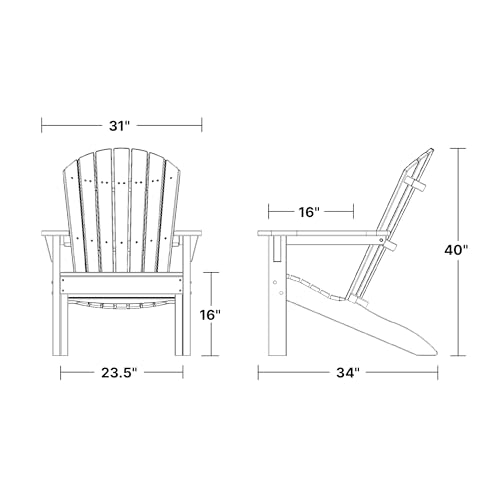 Wildridge Heritage Sunset Adirondack Chair, Weathered Wood and White, Outdoor Weather Resistant Poly Patio Furniture
