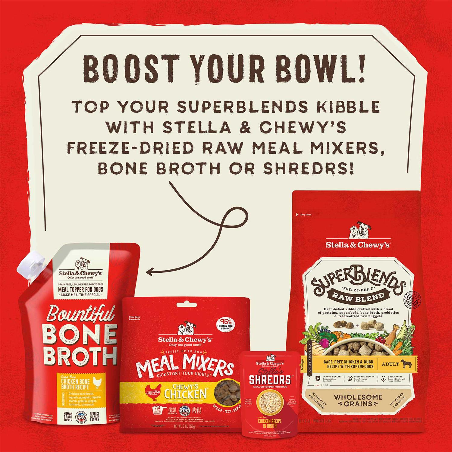 Stella & Chewy's SuperBlends Raw Wholesome Grains Cage Free Chicken & Duck Recipe with Superfoods - Pet Supplies online store