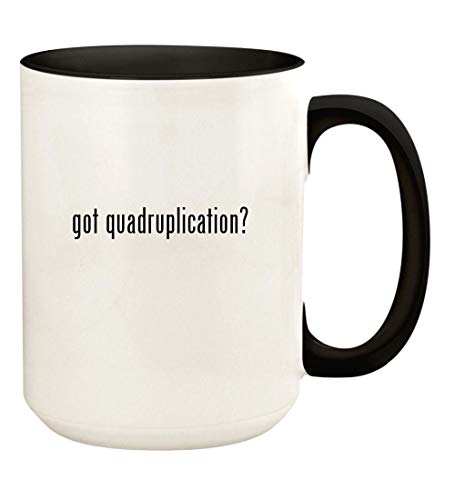 got quadruplication? - 15oz Ceramic Colored Handle and Inside Coffee Mug Cup, Black