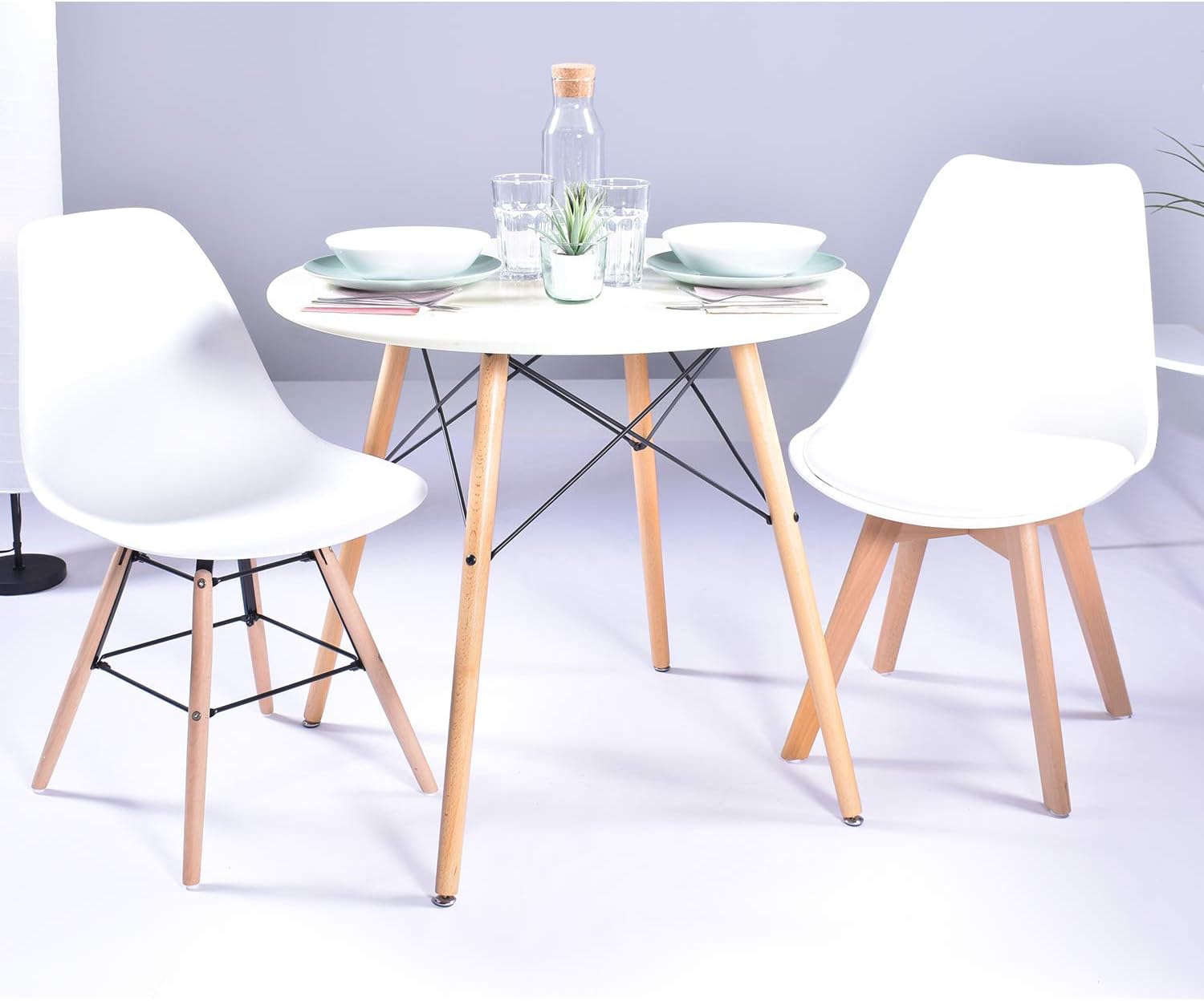 31.5'' Dinner Table Round Kitchen Dining Table Mid-Century Modern Coffee Tea Dinning Living Table for Small Spaces, Conference Table for 2-4P, White