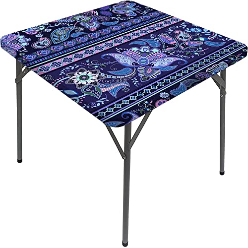 Paisley Square Table Cove, Paisley Style Textures, Elastic Edge, Suitable for Catering and Kitchen, Fit for 47