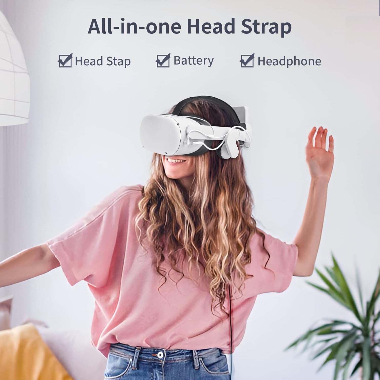 TechKen Headphone Head Strap for Oculus/Meta Quest 2, M3 Plus On-Ear Audio Elite Strap Accessories with 8000mAh Battery Pack for Enhanced Sound Effects and Increased Immersion in VR Playtime Comfort