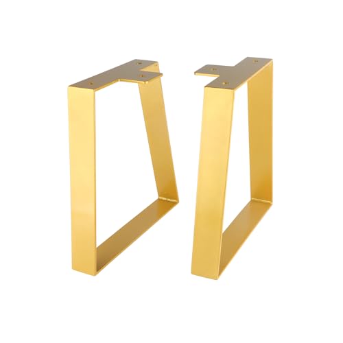 16 Inch Trapezoid Table Legs Gold, DIY Furniture Metal Legs for Coffee Table, Bench Stool Legs Cabinet End Table Feet - Set of 2