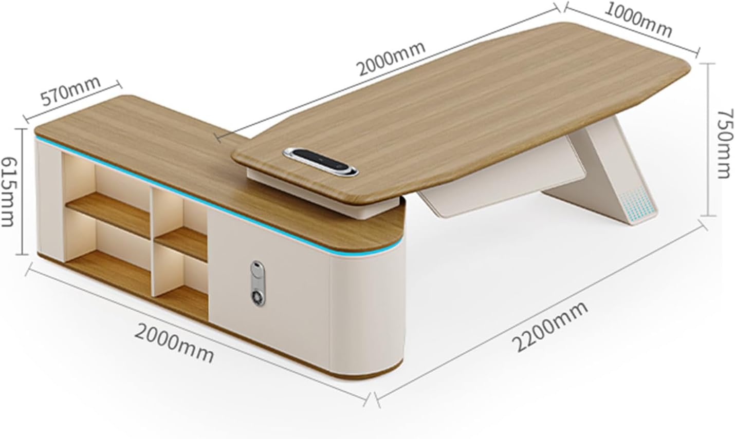 OUDINI Wooden Office Desk Mid Century Modern Writing Study Desk Rectangular L Shaped Writing Study Desk Computer Desk