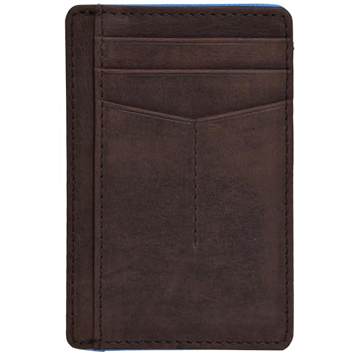 Smart Wallets for Men RFID Blocking Minimalist Front Pocket Real Leather Wallet