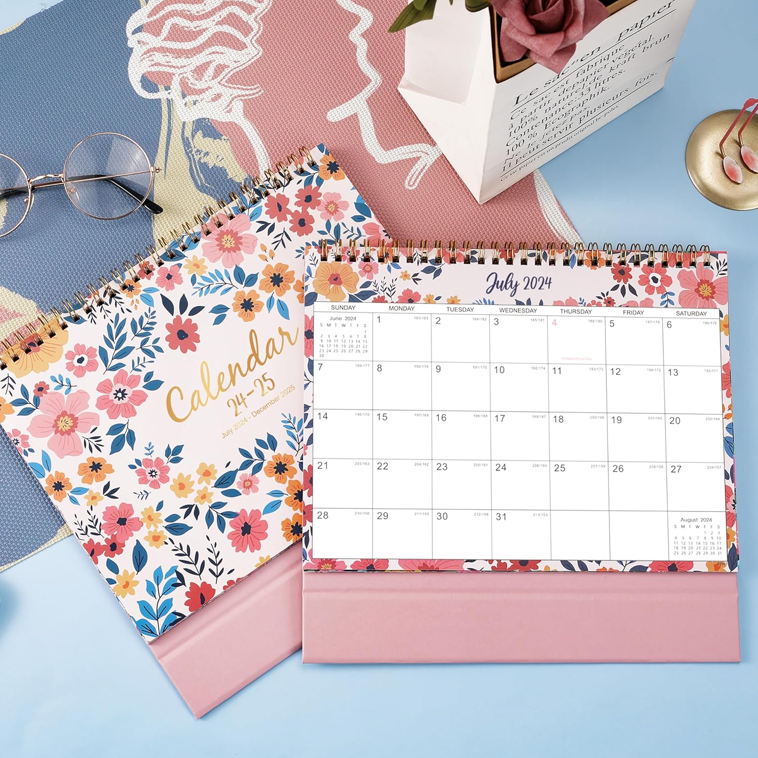 2024-2025 Desk Calendar - Jul.2024 – Dec.2025, Standing Flip Calendar 2024-2025, 18 Months Desktop Calendar, 10