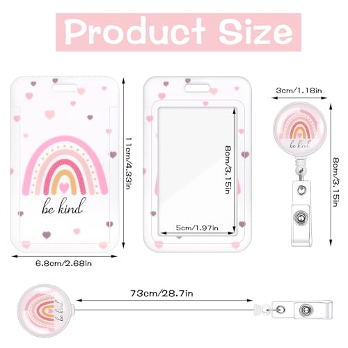 3 Set Rainbow Badge Holder with Retractable Reel, Retractable ID Badge Holders with Clip Name Key Card Holder Case for Nurse Doctor Teacher Office School