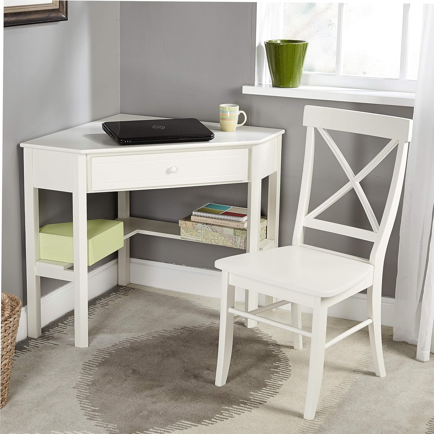 Easton Mid Century Wooden Cross Back Dining Side Chair, White