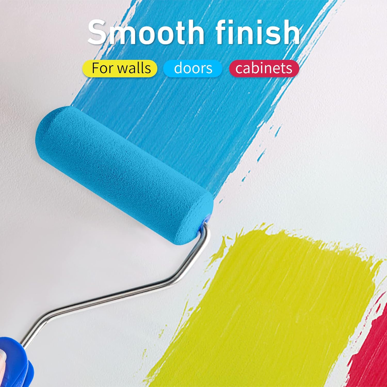 Mister Rui-Foam Paint Roller, 4 Inch-8 Pack Paint Roller Kit, Complete 4