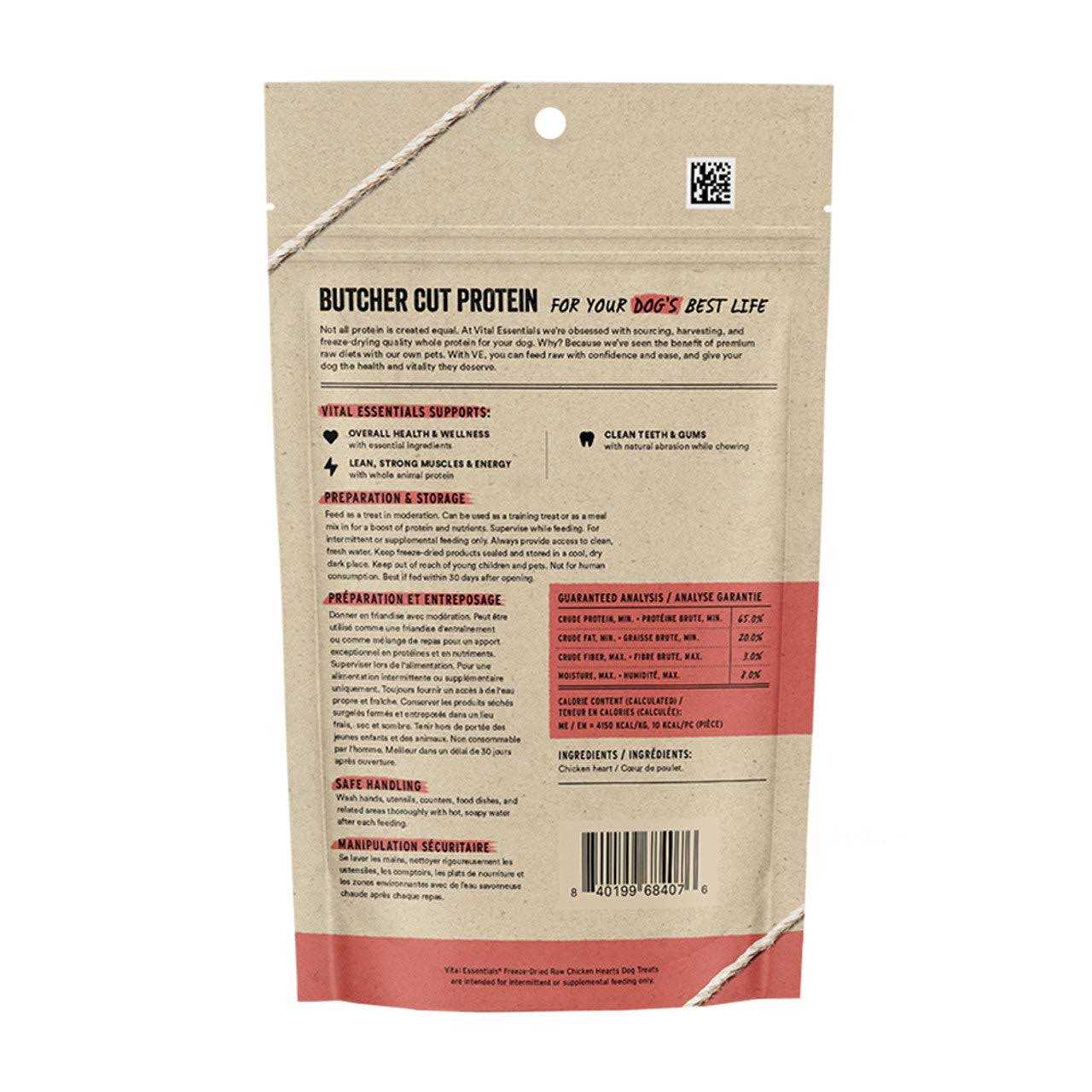 Vital Essentials Freeze Dried Chicken Hearts Dog Treats - Pet Supplies online store