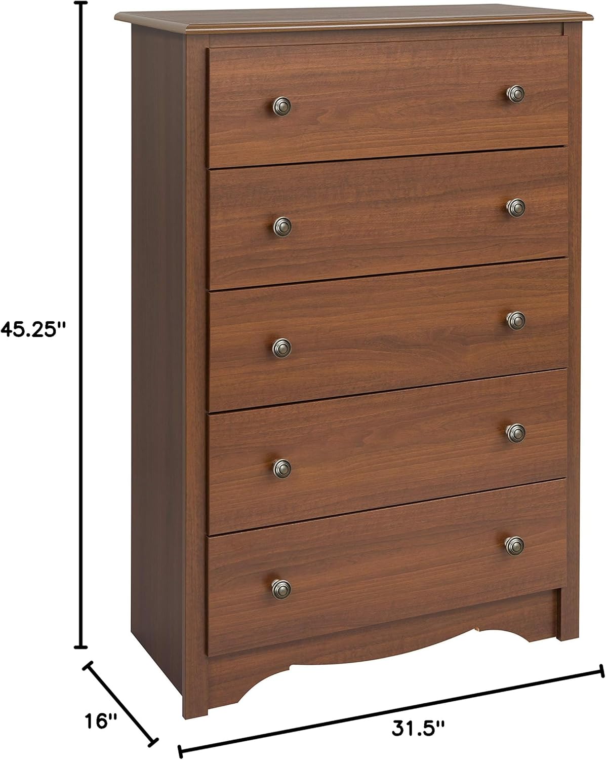 Prepac Cherry Monterey 5 Drawer Chest & Monterey 2 Drawer Nightstand