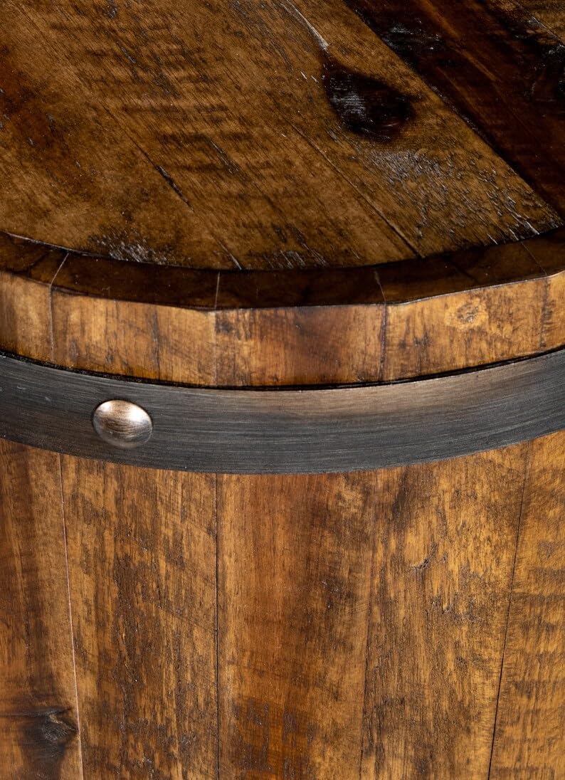 Side Table | Barrel End Table | Wood | Accent | Walnut Stain | 19 W X 24 H X 19 D (in)