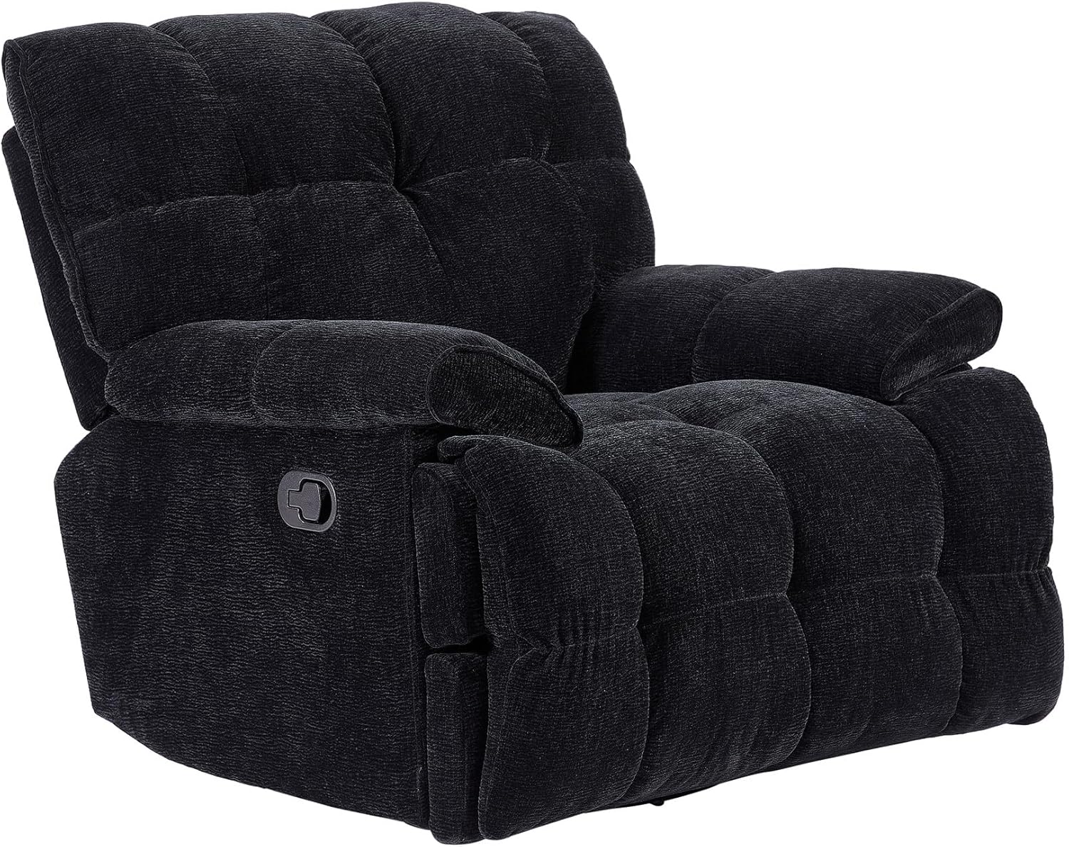 360 Degree Swivel Fabric Single Sofa Heavy Duty Reclining Chair for Living Room, BLACK