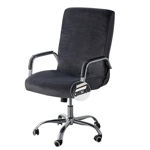 Velvet Office Chair Cover Stretchable Desk Chair Cover, Executive Computer Chair Cover for Armrest Chairs, Universal Boss Rotating Large Office Chair Seat Covers