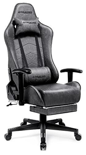 GTRACING Gaming Chair with Footrest Big and Tall Gamer Chair Office Executive Chair Heavy Duty Adjustable Recliner with Headrest Lumbar Support Cushion Desk Chair (Black)