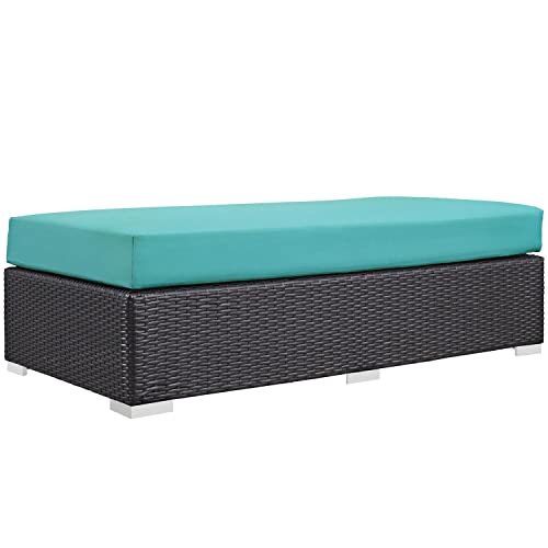 Modway EEI-1911-EXP-ORA Convene Patio Fabric Square Ottoman Outdoor Furniture, Espresso Orange