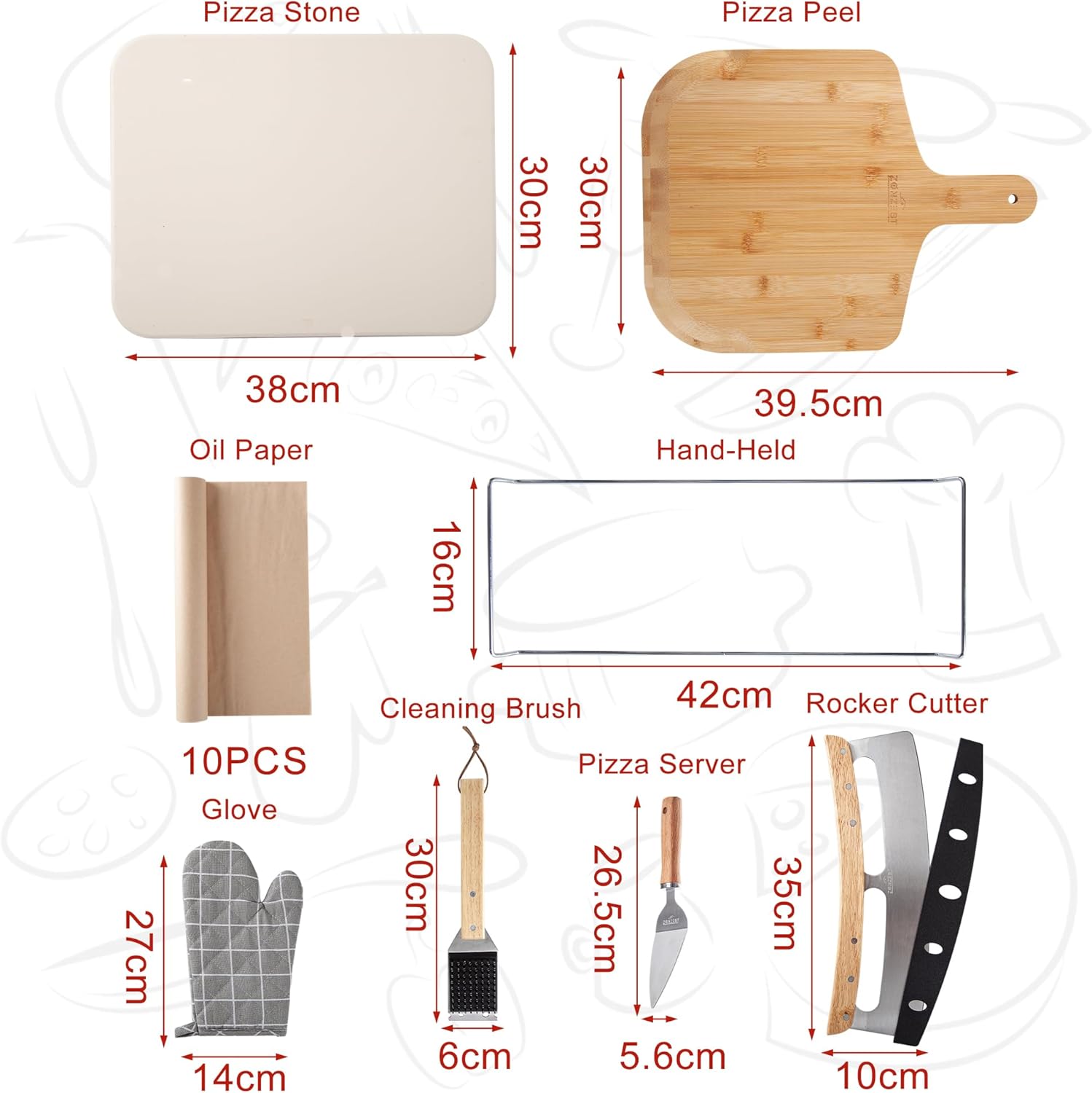 8 Pcs pizza stone set – professional 15