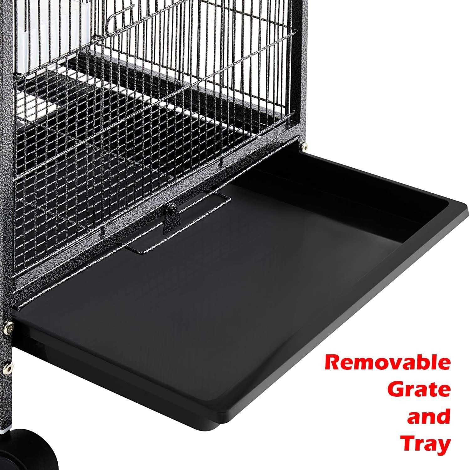 36-Inch Elegant Sturdy Wrought Iron Open Play Top Bird Flight Cage with Rolling Stand for Small-Sized Parrot Parakeets Cockatiels Budgies Parrotlets - Pet Supplies online store