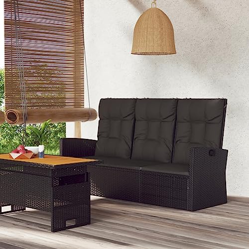 Patio Benches Reclining Patio Bench with Cushions Black 68.1