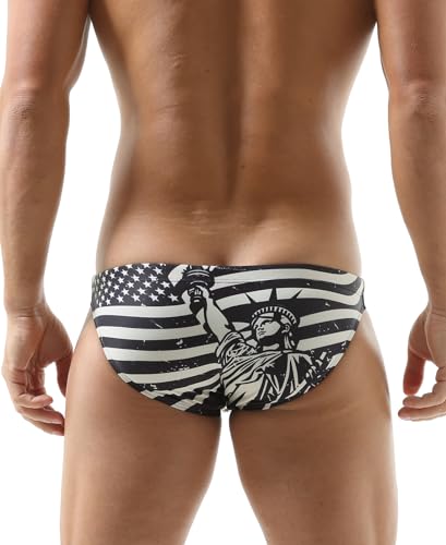 Mens Swim Briefs Print American Flag Swimwear Star and Stripes Sexy Swimsuits Designer Style Bathing Suit