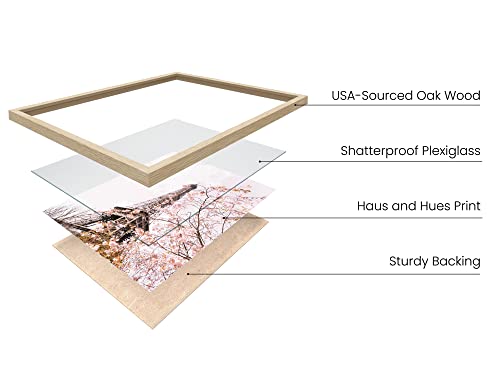 HAUS AND HUES Pink Paris Wall Decor - Set of 4 Paris Wall Art and Paris Decor for Bedroom, Paris Decor for Bedroom for Girls, Poster of Paris Bathroom Decor (Beige Frame, 8x10)