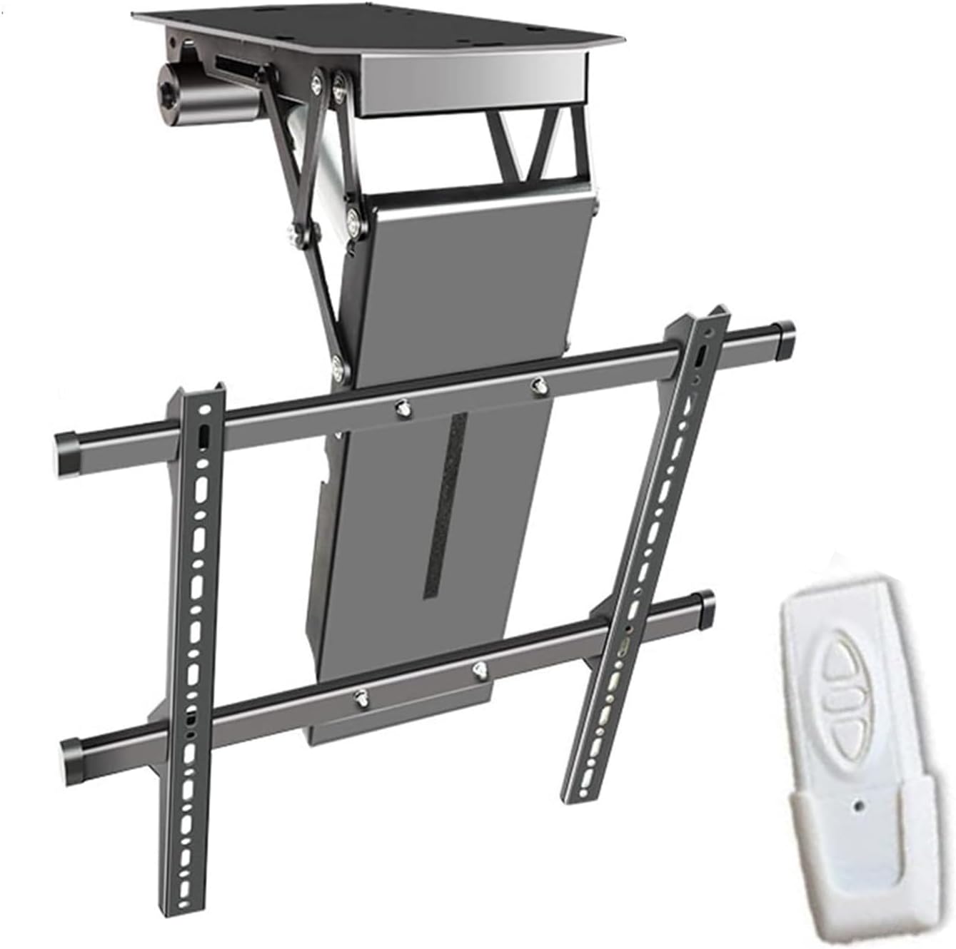 Ceiling TV Mount Stand - Motorised TV Bracket Stand, Tv Wall Mount, Telescopic Electric Auto Lifting TV Stand, Fits 50-90 Inch TVs, 0-85° Flip Down, with Remote Control and Switch
