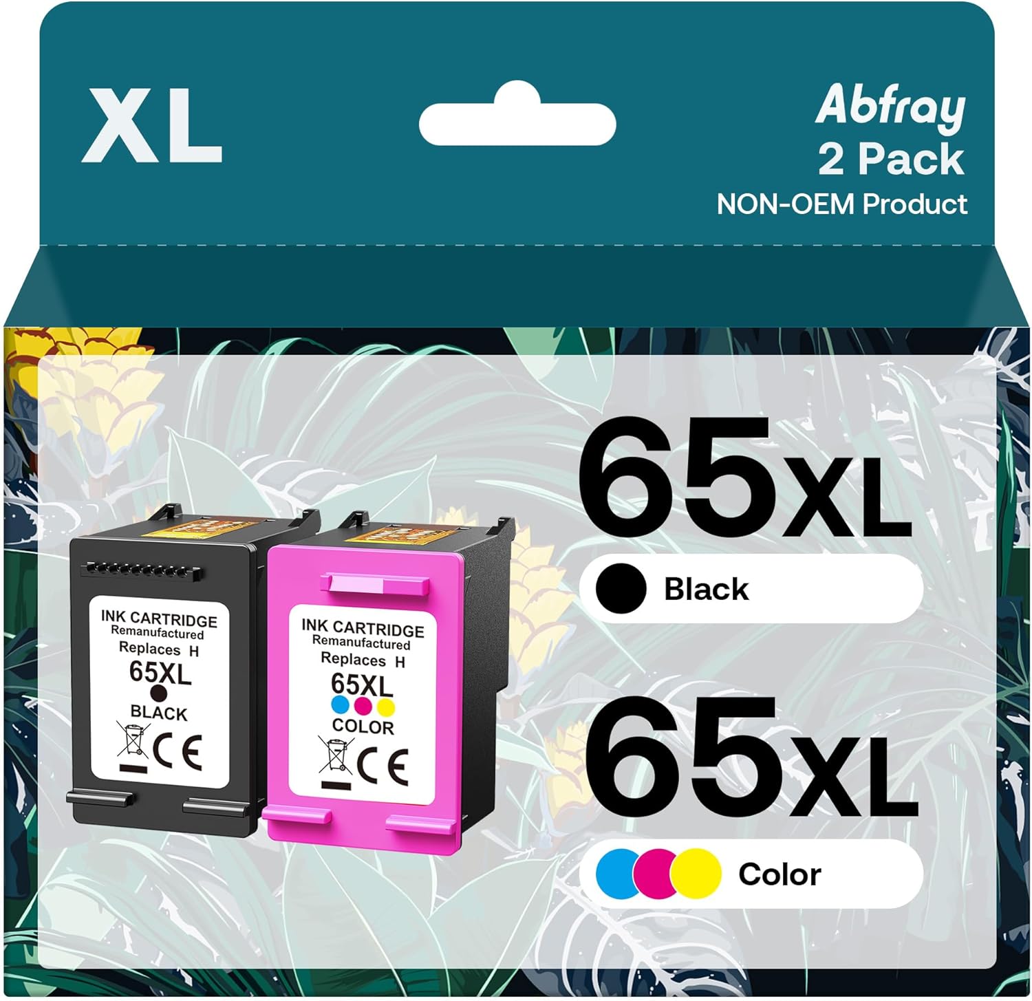 Remanufactured Ink Cartridge Replacement for HP Ink 65XL Compatible with OfficeJet 3755 3700 3752 3772 2652 2600 2655 5055 5000 (1 Black,1 Tri-Color, 2 Pack)