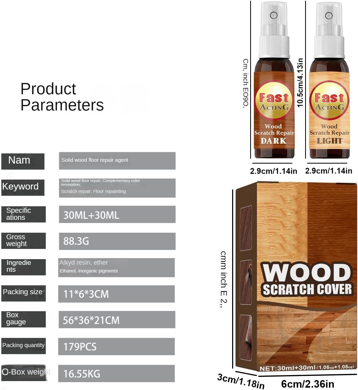 2 pcs wood floor scratch repair, floor refinishing, furniture restoration, paint touch-ups and scratch masking, fast and effective wood scratch repair