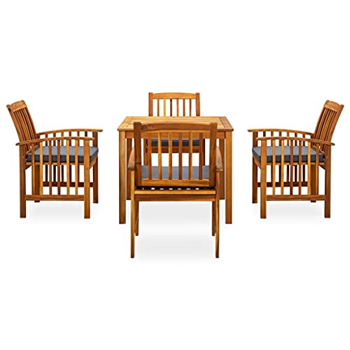 3 Piece Patio Dining Set, Outdoor Table And Chairs Set Farmhouse Dining Table Set Sectional Patio Furniture Set Outdoor Footstool Suitable for Pub Outdoor Cafe Garden with Cushions Solid Acacia Wood