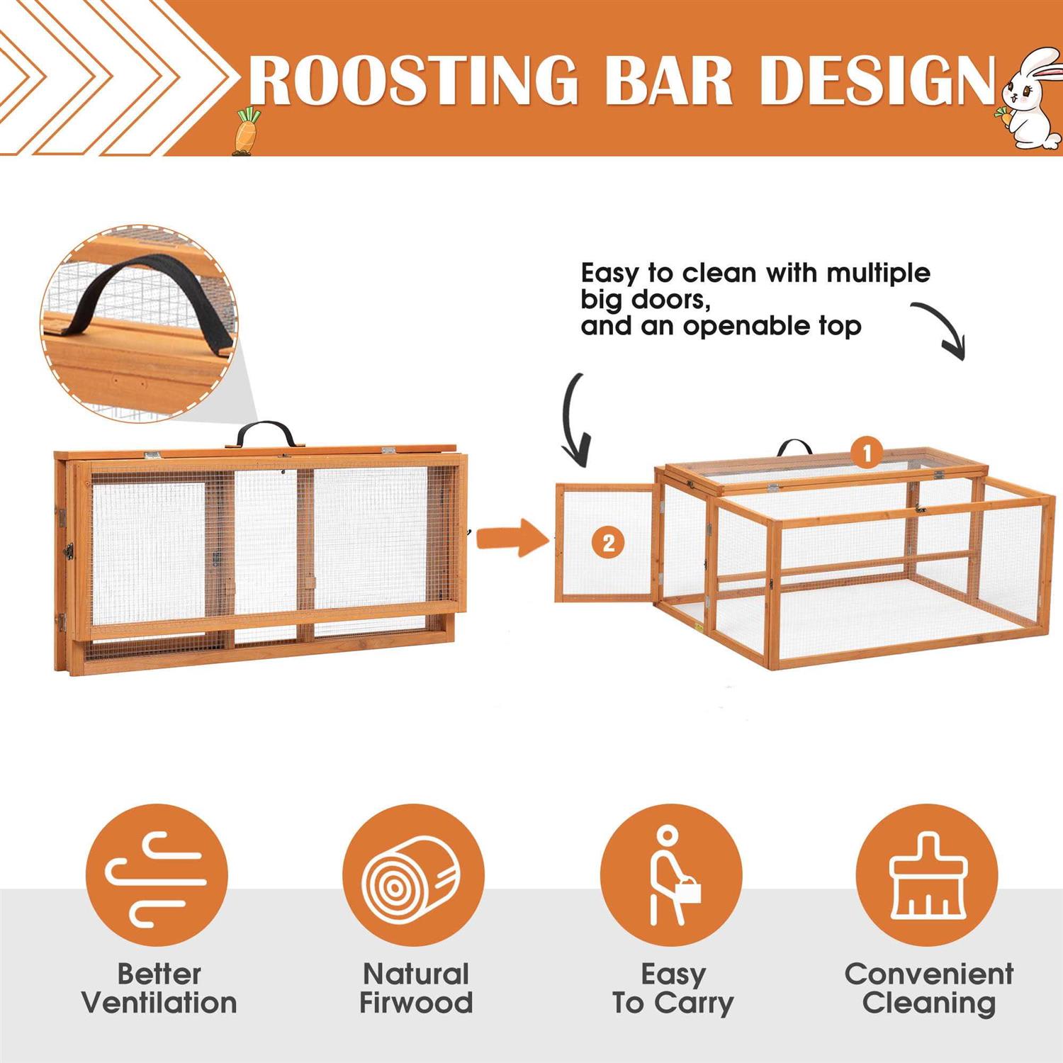 Coziwow Chicken Coop & Roosting Bar Small Pet Hutch - Pet Supplies online store