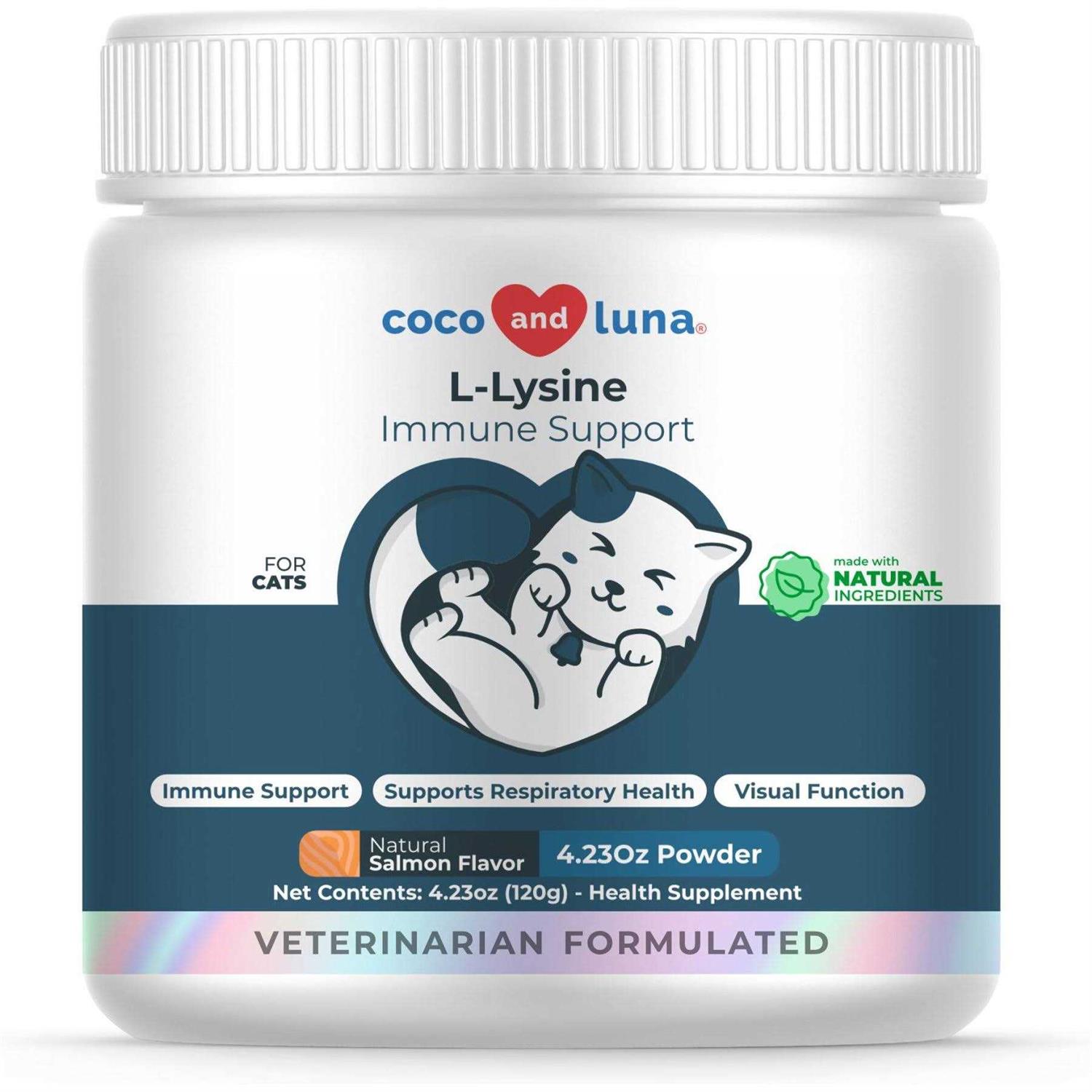 Coco and Luna L-Lysine Immune Support Salmon Flavor Powder Cat Supplement - Pet Supplies online store