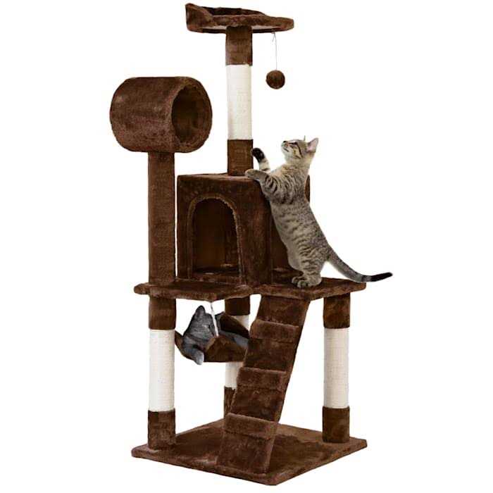 Topeakmart Plush Cat Tree Condo with Hammock Tunnel - Pet Supplies online store