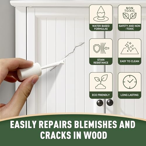 Wood Touch Up Paint - 1.5 Oz Touch Up Paint Pen for Wood Refinishing, Quick-Dry Wood Paint for Scratches,Chips and Spots on Furniture, Cabinets, Doors, Tables, and Dressers (Black)