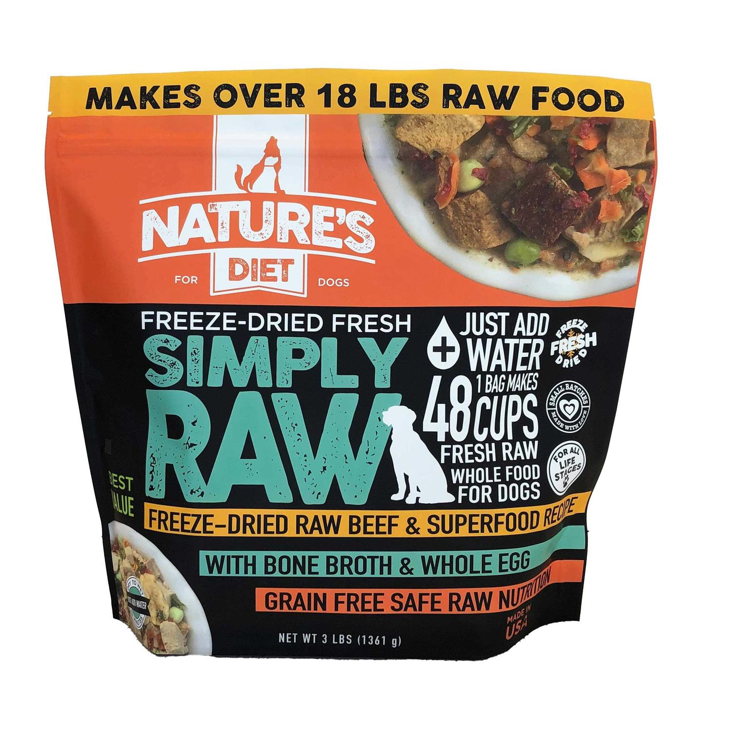 Nature's Diet Simply Raw Freeze-Dried Raw Whole Food Meal Makes 18 Lbs Fresh Raw Food with Muscle - Pet Supplies online store