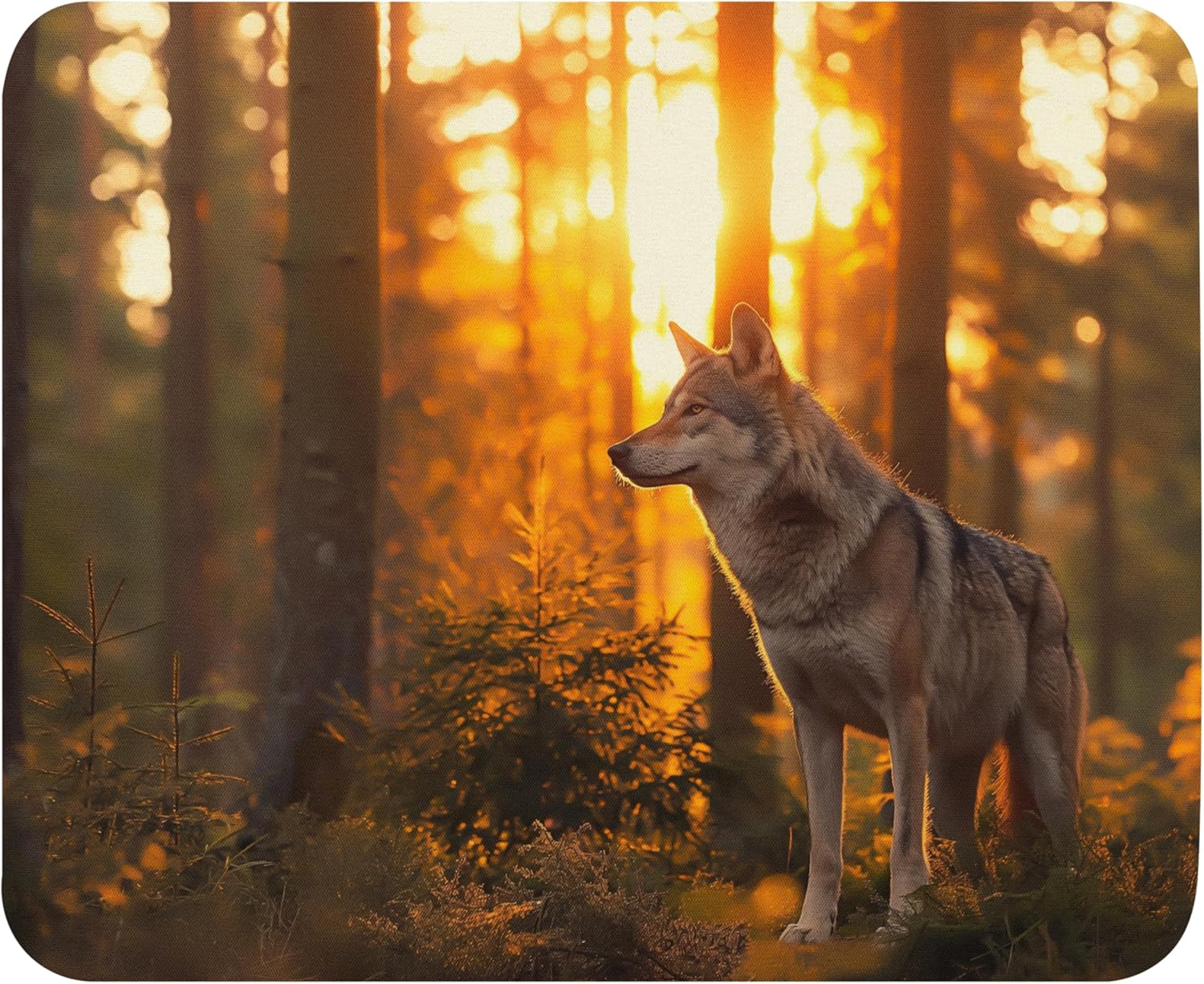 Print Mouse Pad | Majestic Wolf Standing in a Dense Forest | Animal | Rectangular Style Anti-Slip Rubber Mousepad | Gaming | Office | Rubber, Polyester Fabric | 8.66 x 7.08 in | Computer | Gift