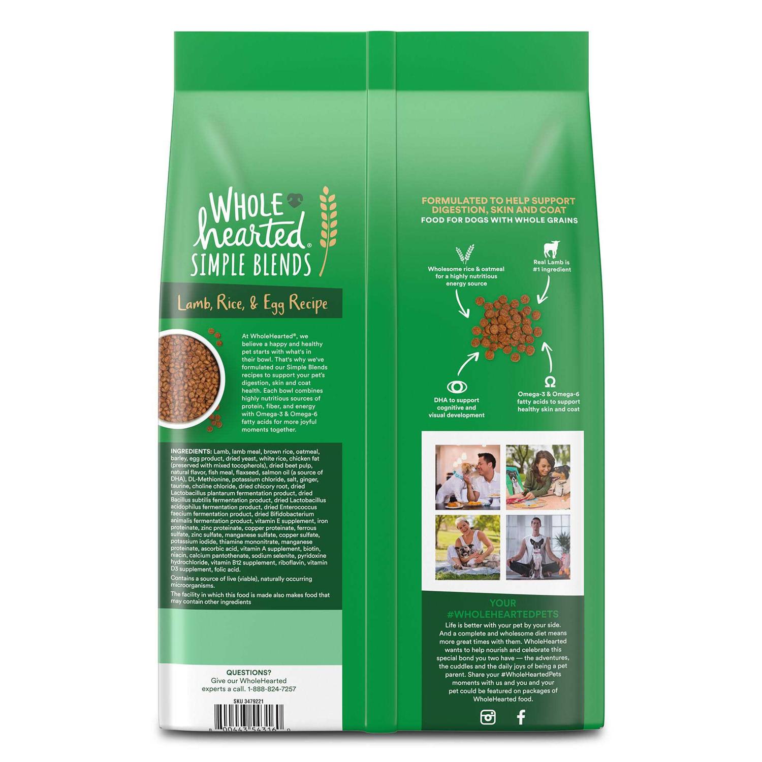 WholeHearted Simple Blends Lamb Rice & Egg Recipe Dry Food - Pet Supplies online store
