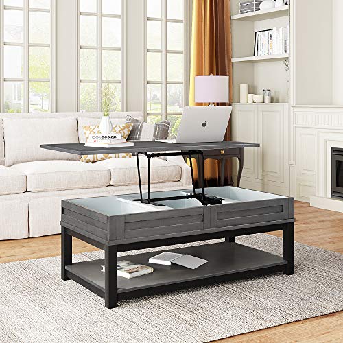 Coffee Table with Sliding Barn Doors,Storage Shelf and Cabinets,Rustic Industrial Cocktail Center End Table Home Furniture for Livingroom/Office