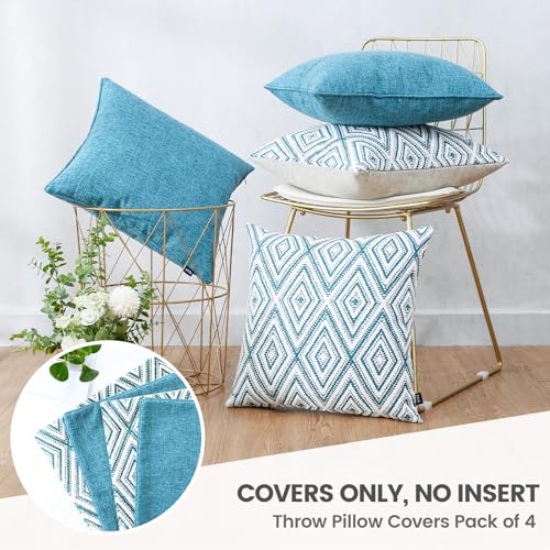 Set of 4 Throw Pillow Covers 18 x18 inches, Soft Linen Cushion Covers, Square Decorative Couch Pillows Covers for Sofa Living Room, Grey