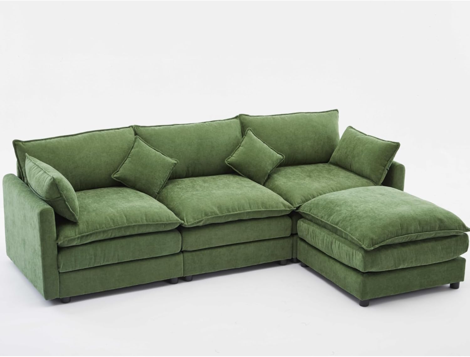 Modern Modular L-Shaped 3-Seater Sofa with Ottoman for Living Room & Bedroom – Stylish Sectional Couch Furniture, Comfortable & Versatile Design, Perfect for Apartments and Relaxation