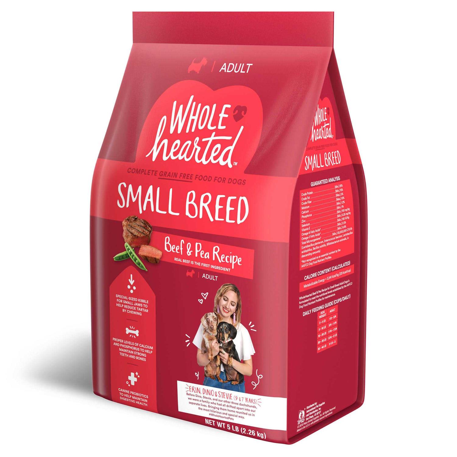 WholeHearted Grain Free Beef & Pea Recipe Small Breed Adult Dry Dog Food - Pet Supplies online store