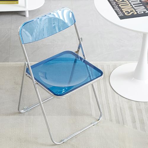 Folding Clear Chair Collapsible Makeup Stools W/Back, Simple Dining Chair 18inch, Transparent Chairs for Living Room, Acrylic Cafe Bar Stool, Multicolor(Clear)