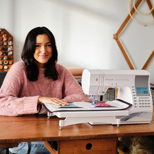 SINGER Quantum Stylist 9960 Computerized Sewing & Quilting Machine with Extension Table, Hard Case & Accessories | 600 Stitches, Lettering, LED Light, 1-Step Buttonhole & High-End Touch Controls