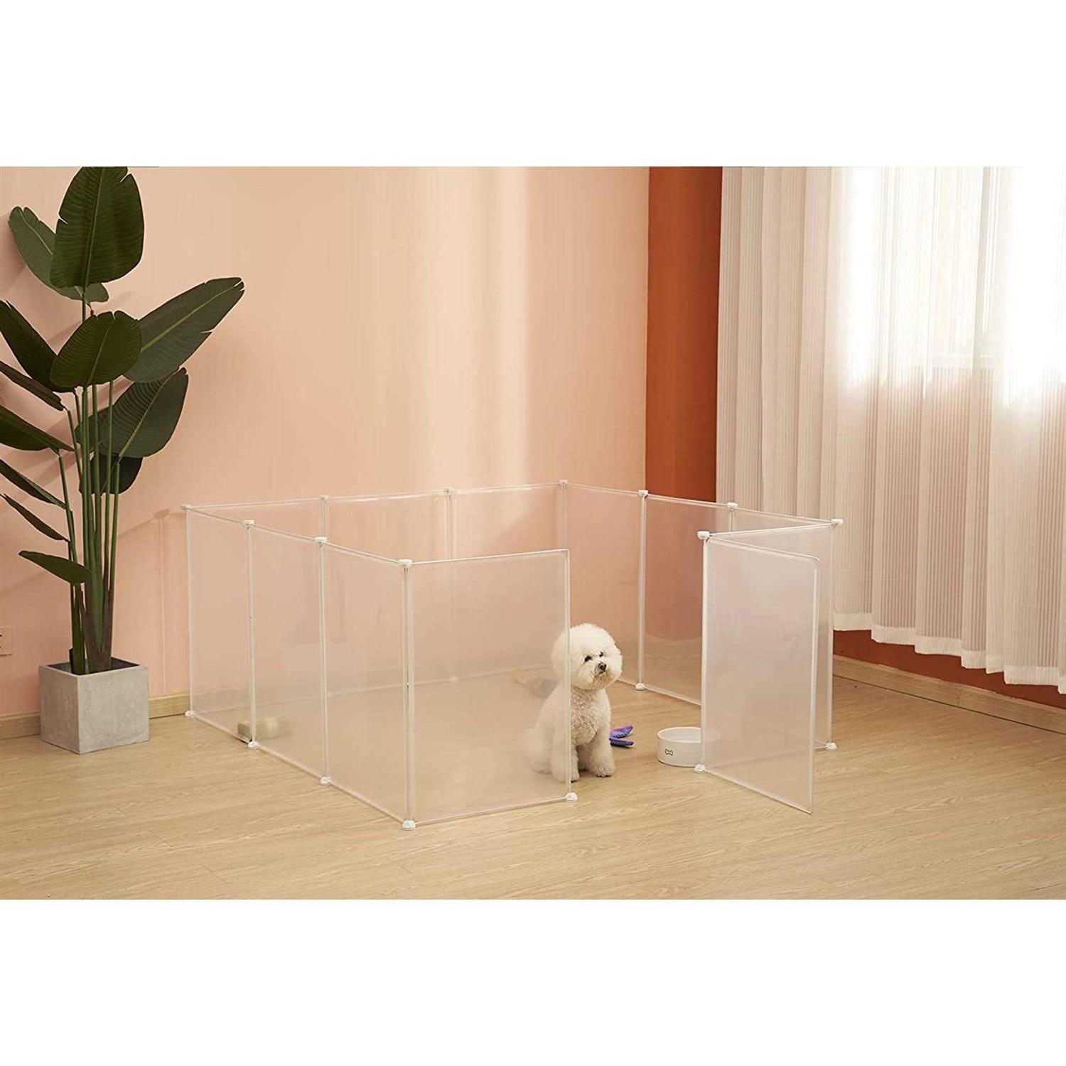 Allisandro 12 Grid Panel DIY Transparent Plastic Exercise Pet Playpen - Pet Supplies online store
